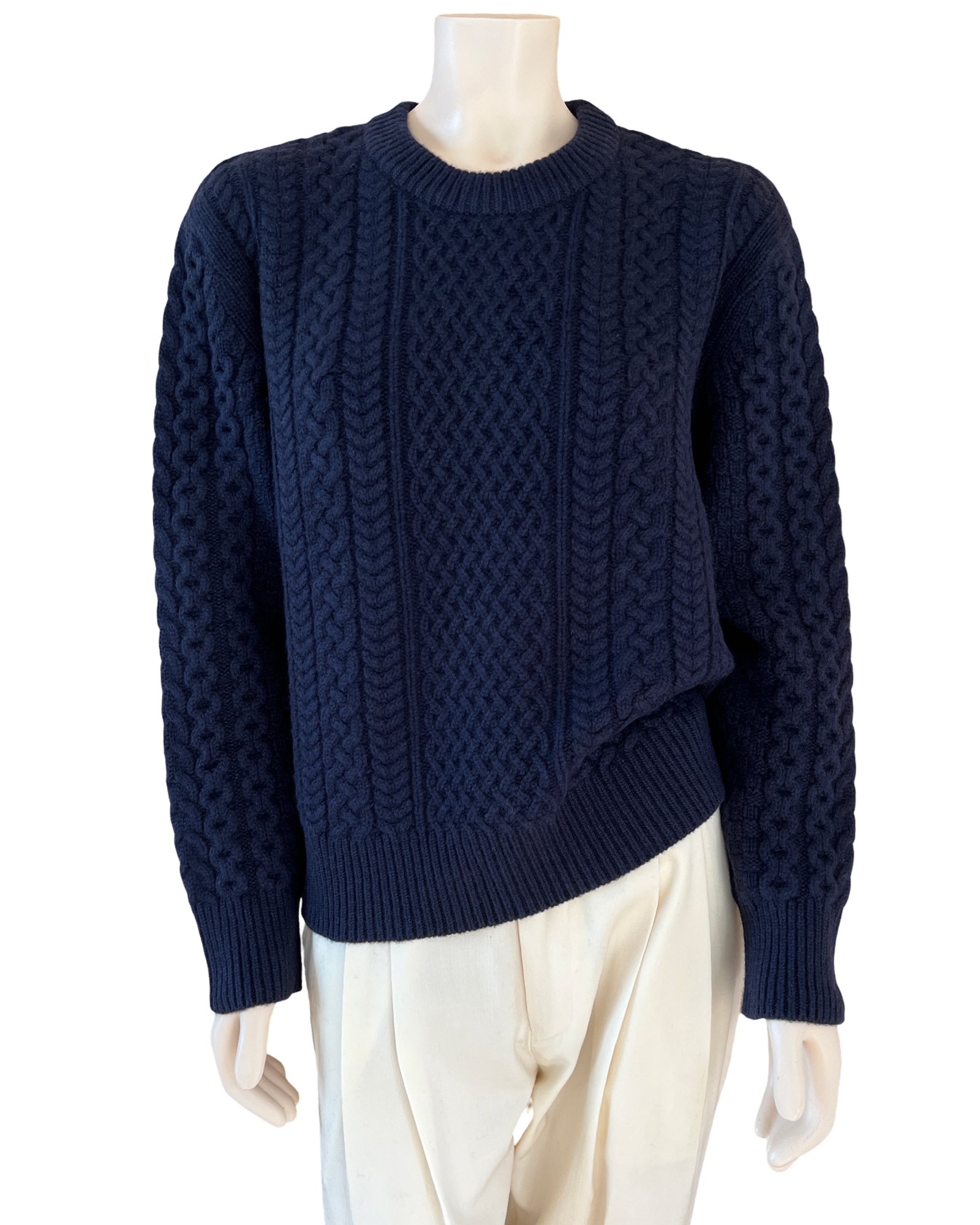 Cashmere Cable Knit Sweater in Navyl  Size S