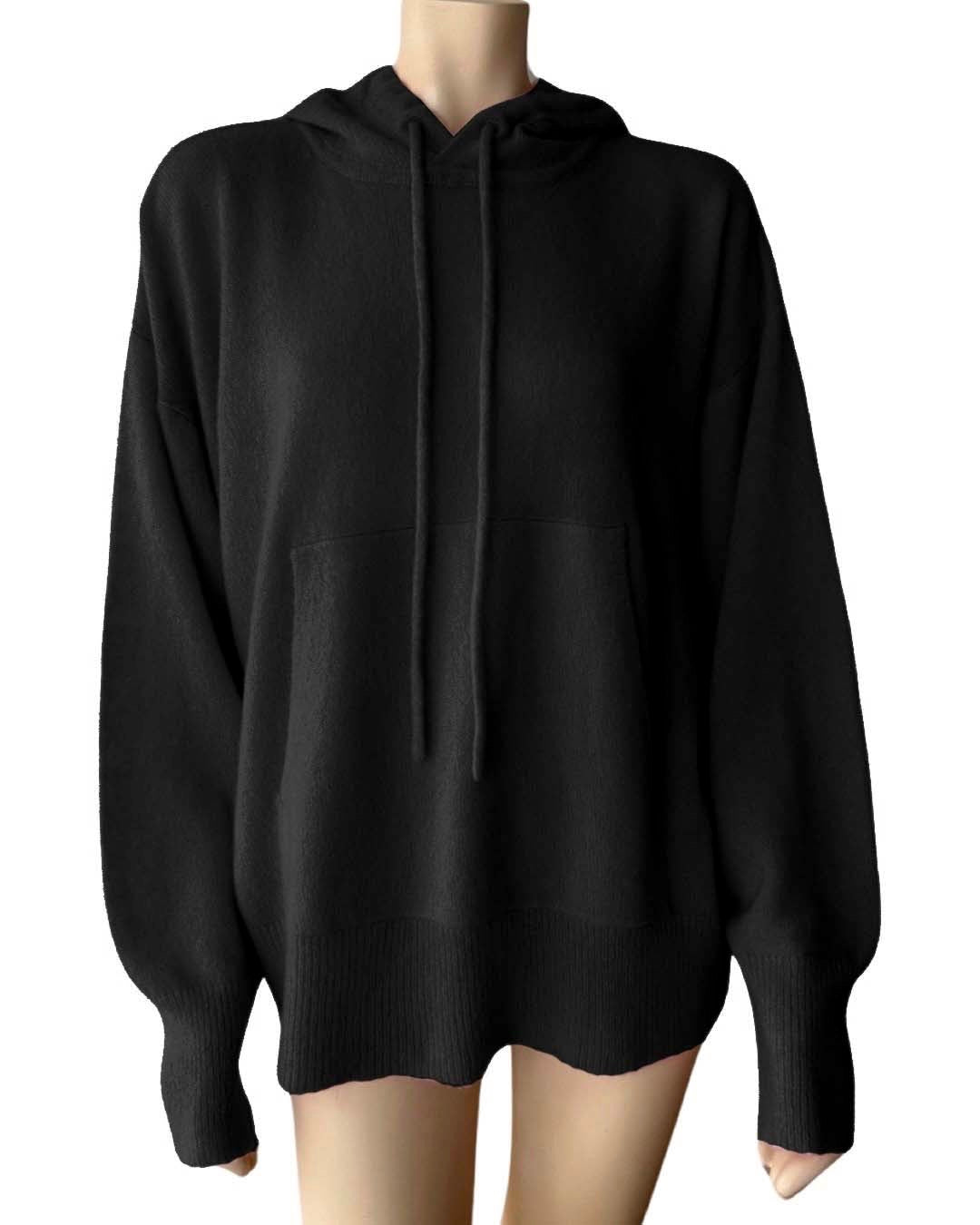 Cloud cashmere and silk hoodie in black