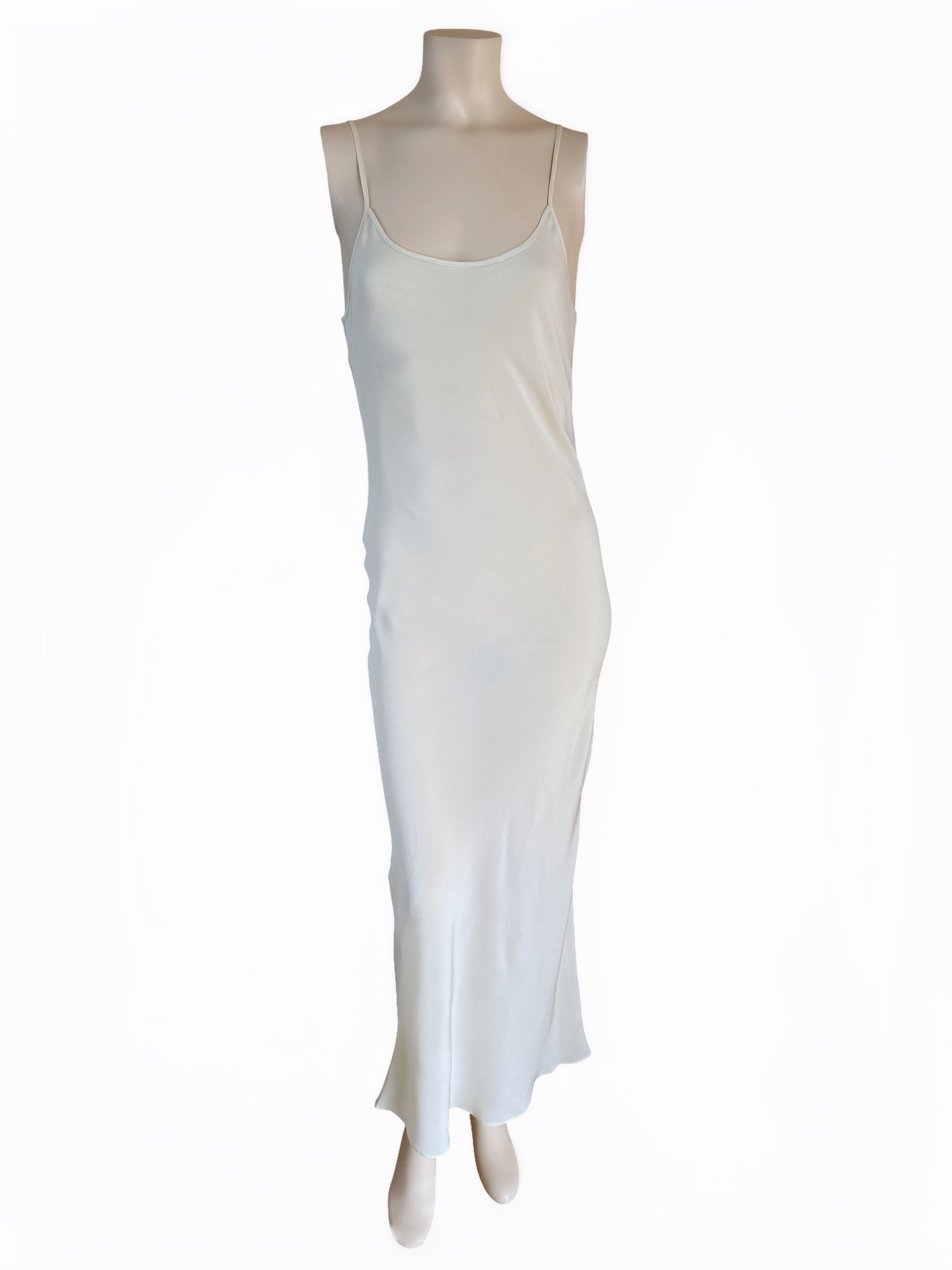 Stretch Silk 90's Bias Slip Dress in Ivory