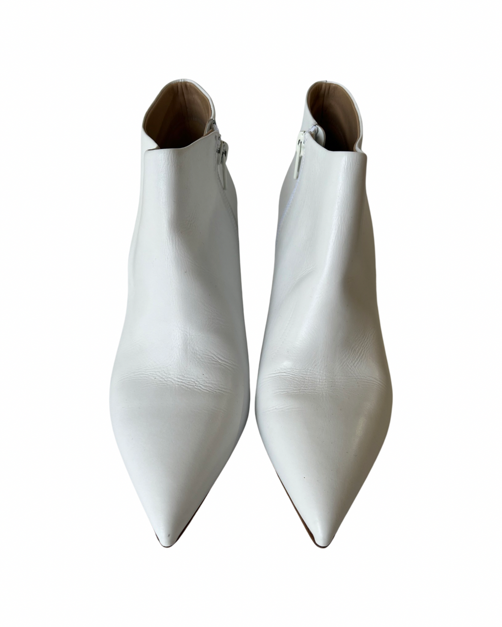 WHITE LOW ANKLE BOOT WITH STACKED HEEL, SIZE 39 and 40